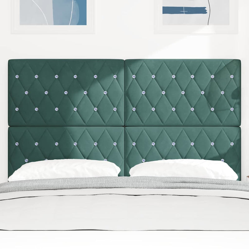 vidaXL Bársony Fejtámla Argyle fejtámlával Sötétzöld 140 cm Bársony