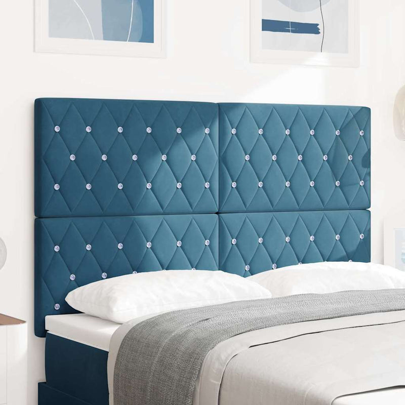 vidaXL Bársony Fejtámla Argyle fejtámlával Sötét kék 144 cm Bársony