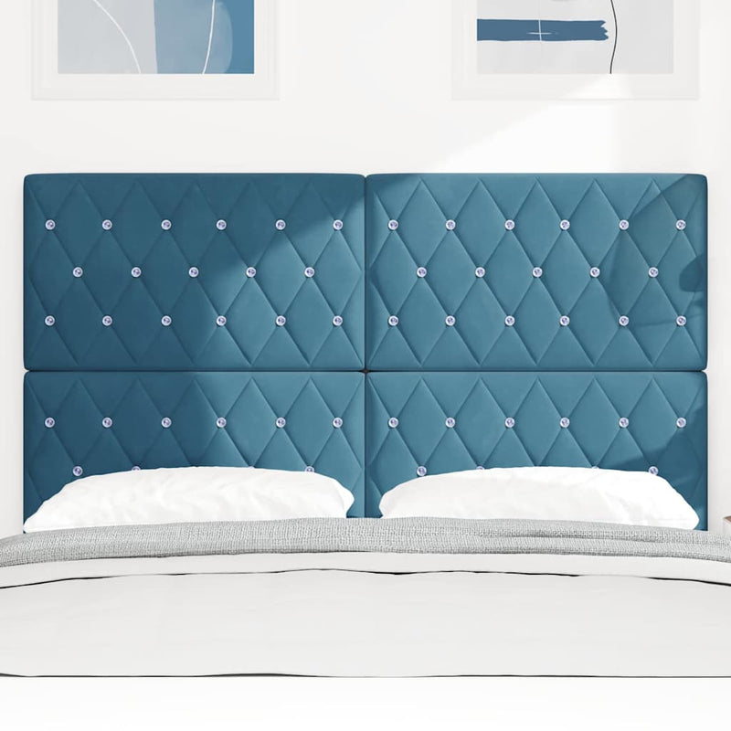 vidaXL Bársony Fejtámla Argyle fejtámlával Sötét kék 144 cm Bársony