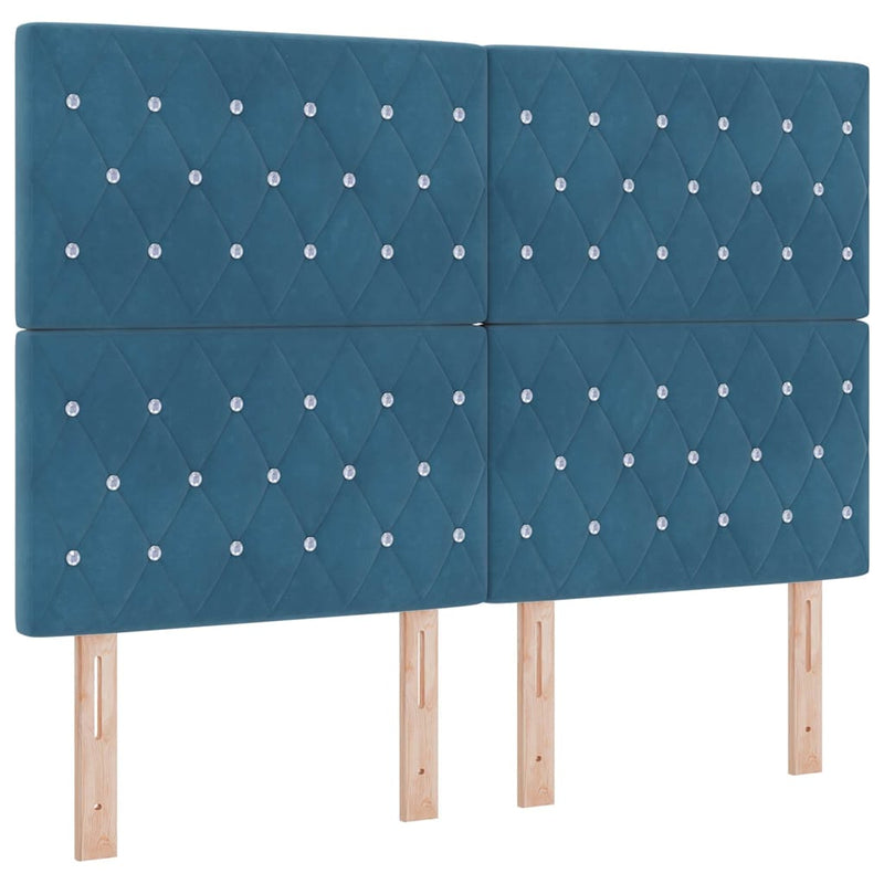 vidaXL Bársony Fejtámla Argyle fejtámlával Sötét kék 144 cm Bársony