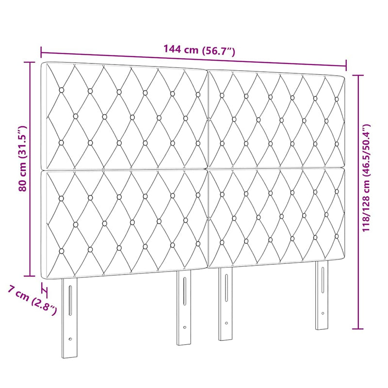 vidaXL Bársony Fejtámla Argyle fejtámlával Sötét kék 144 cm Bársony