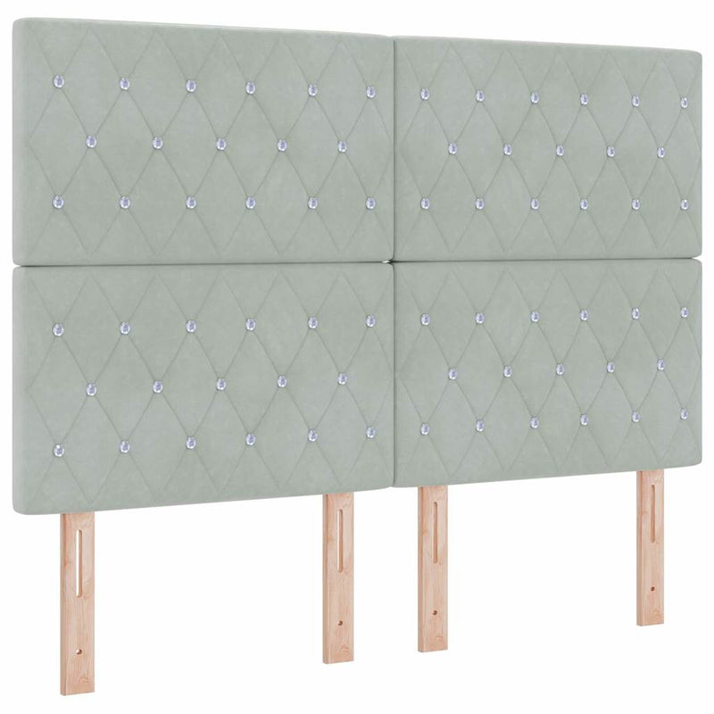 vidaXL Bársony Fejtámla Argyle Világosszürke 160 cm Bársony