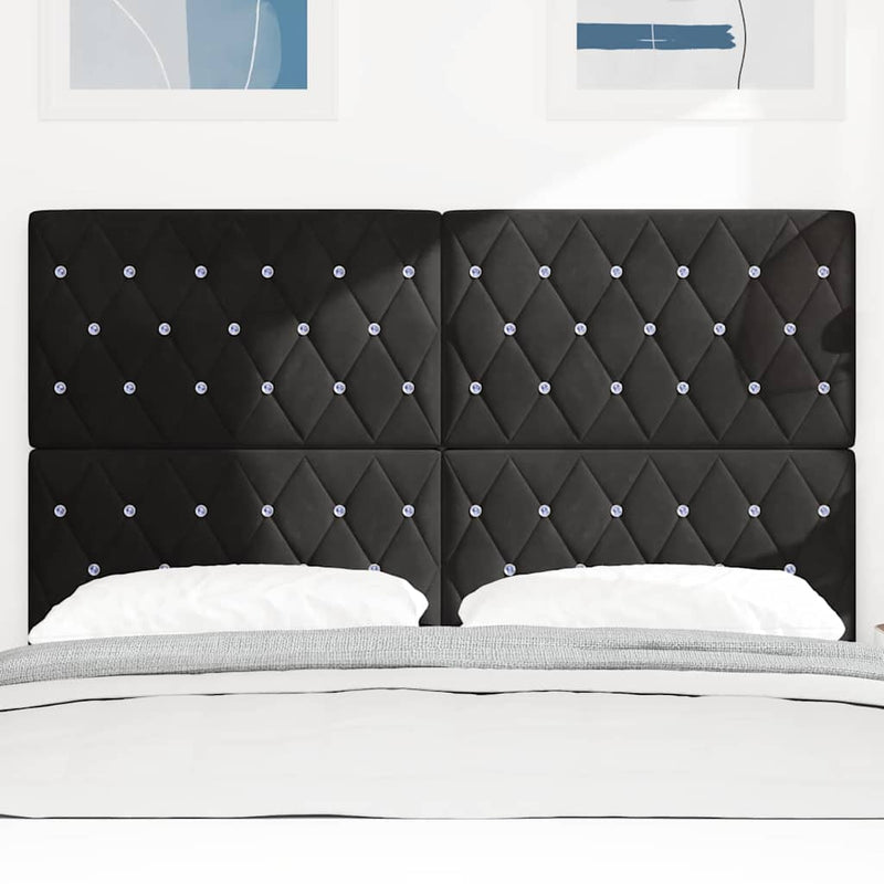 vidaXL Bársony Fejtámla Argyle fejtámlával Fekete 160 cm Bársony