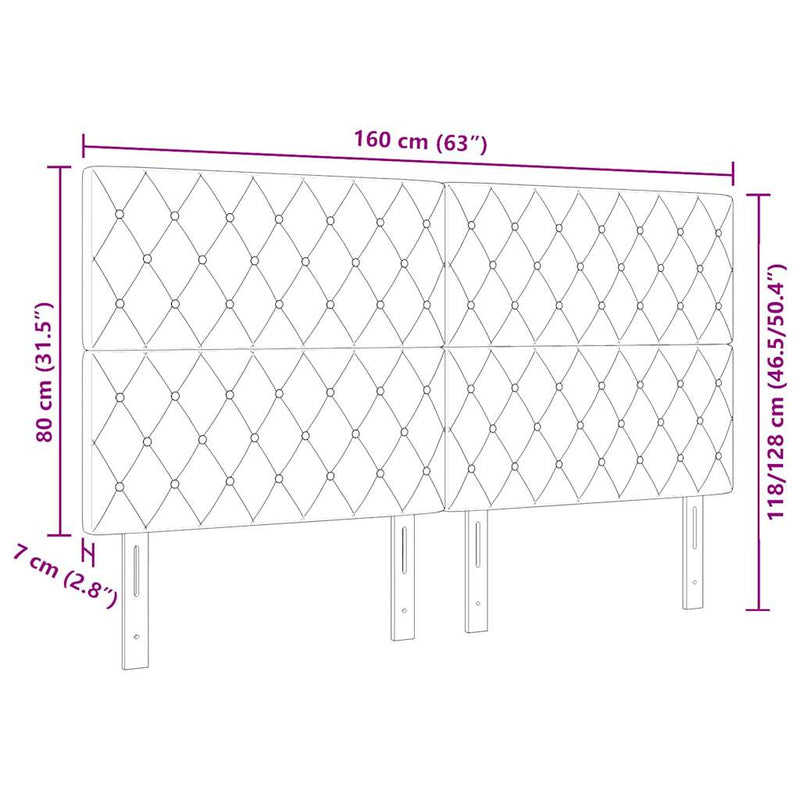 vidaXL Bársony Fejtámla Argyle fejtámlával Sötétkék 160 cm Bársony
