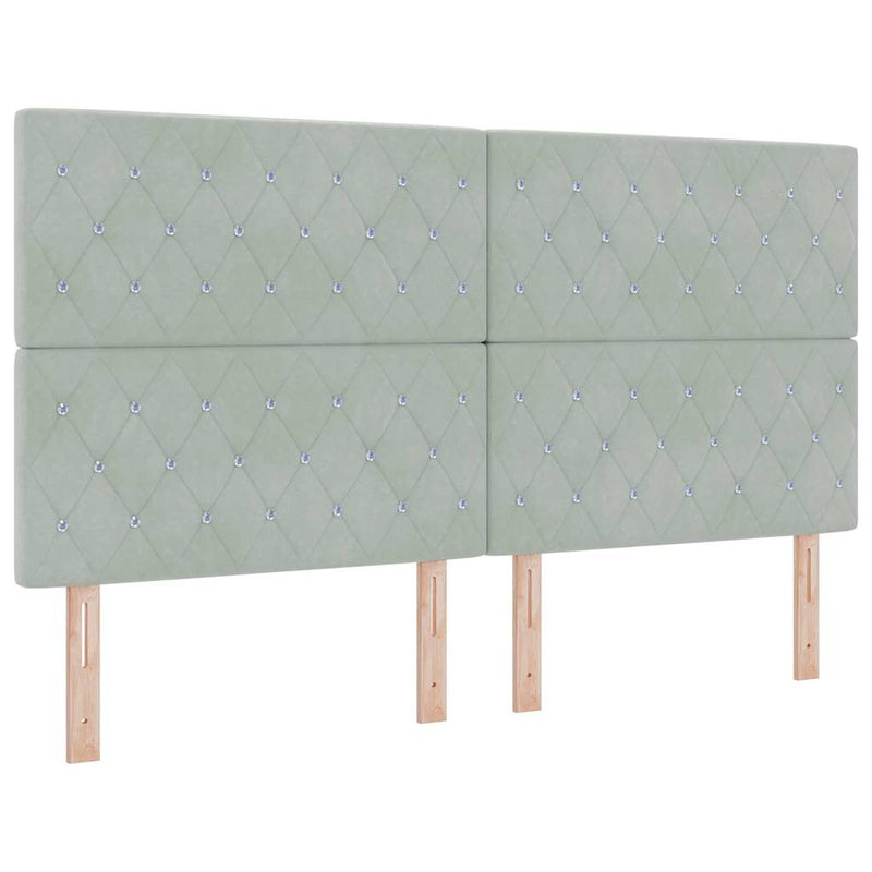 vidaXL Bársony Fejtámla Argyle Világosszürke 180 cm Bársony