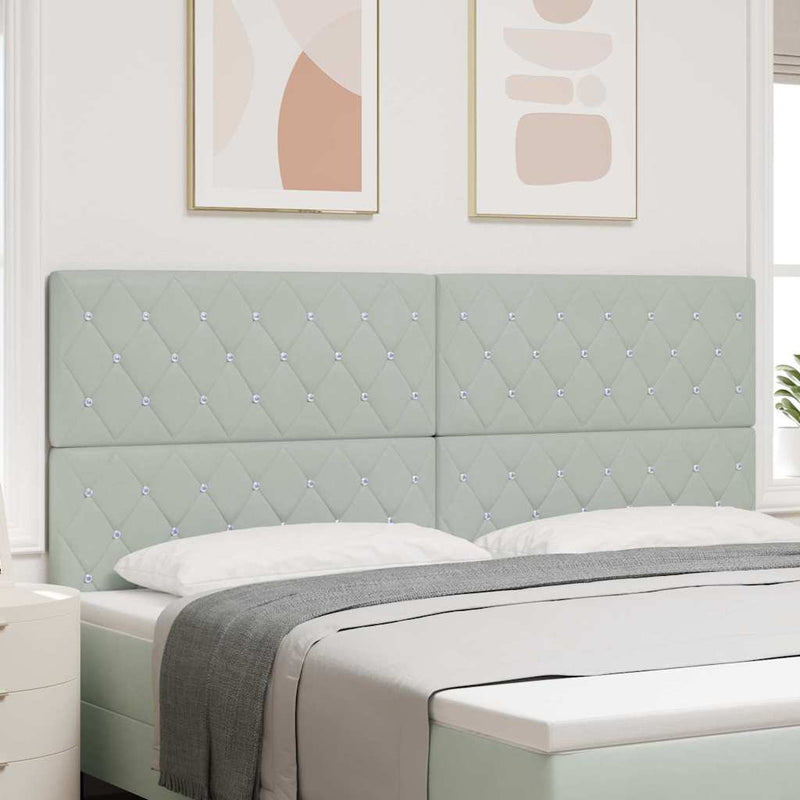 vidaXL Bársony Fejtámla Argyle Világosszürke 200 cm Bársony