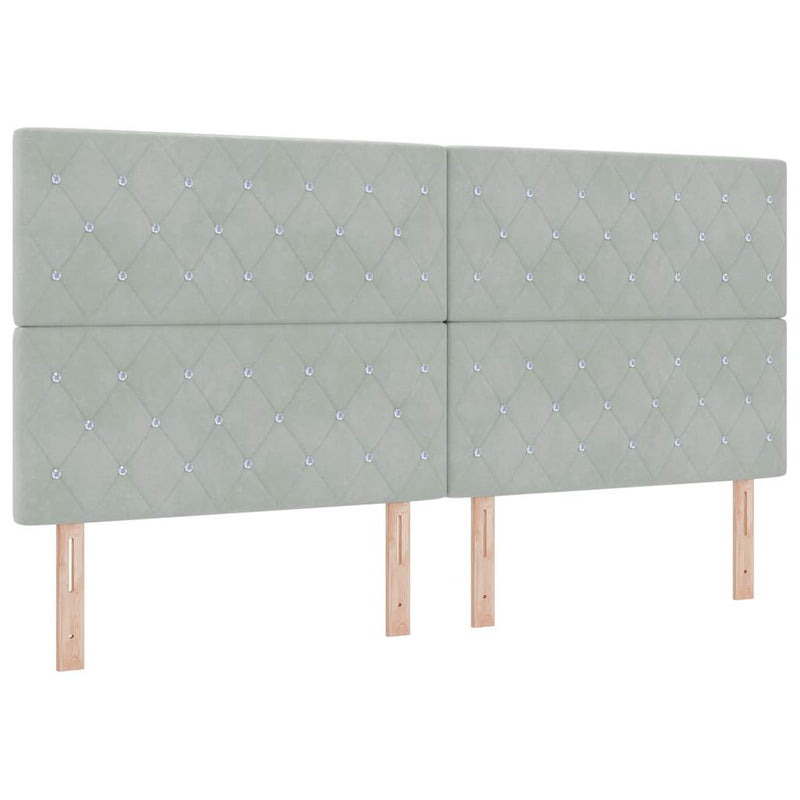 vidaXL Bársony Fejtámla Argyle Világosszürke 200 cm Bársony