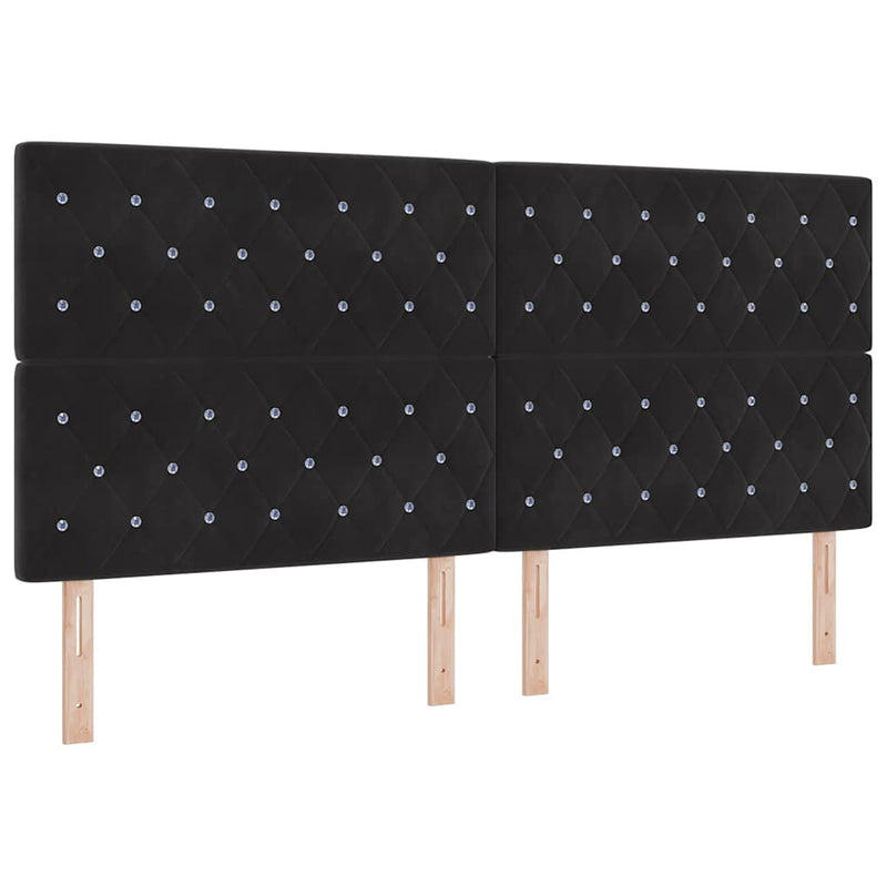 vidaXL Bársony Fejtámla Argyle fejtámlával Fekete 200 cm Bársony