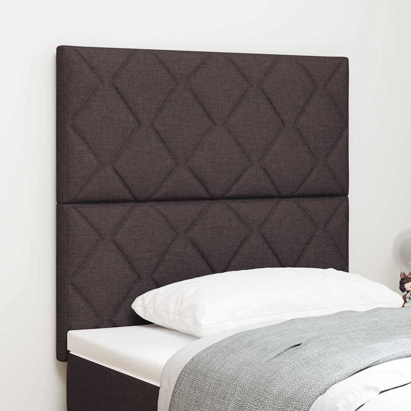 vidaXL Textil Fejtámla Geometrikus fejtámlával sötétbarna 90 cm szövet
