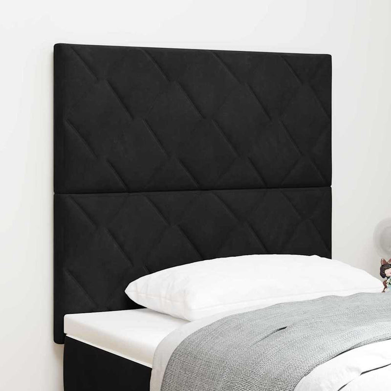 vidaXL Fejtámla Falra szerelhető Geometrikus Fekete 100 cm Bársony