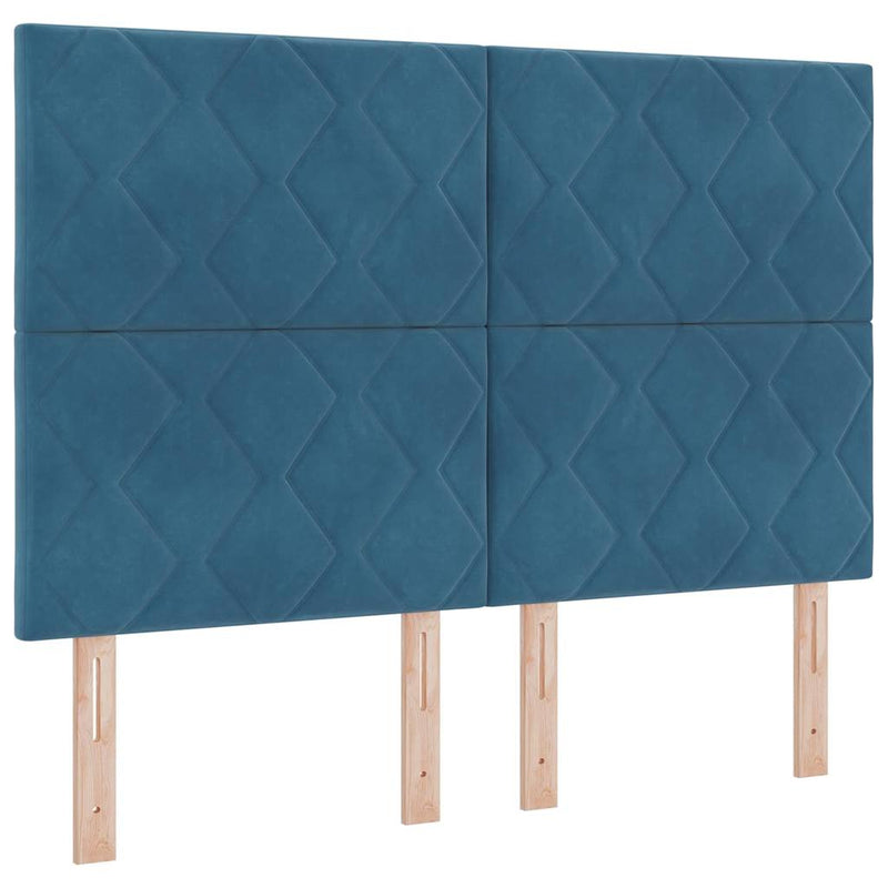vidaXL Fejtámla Falra szerelhető Geometrikus Sötétkék 144 cm Bársony