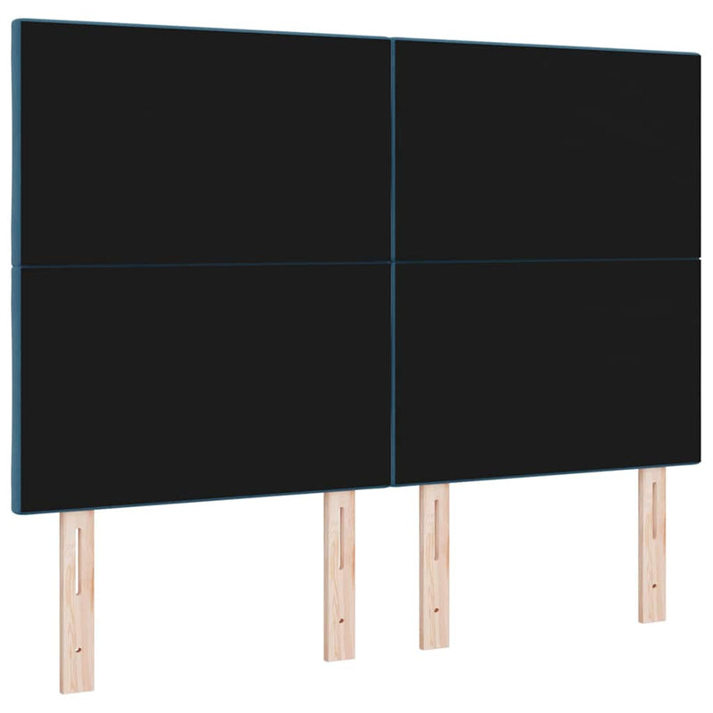 vidaXL Fejtámla Falra szerelhető Geometrikus Sötétkék 144 cm Bársony