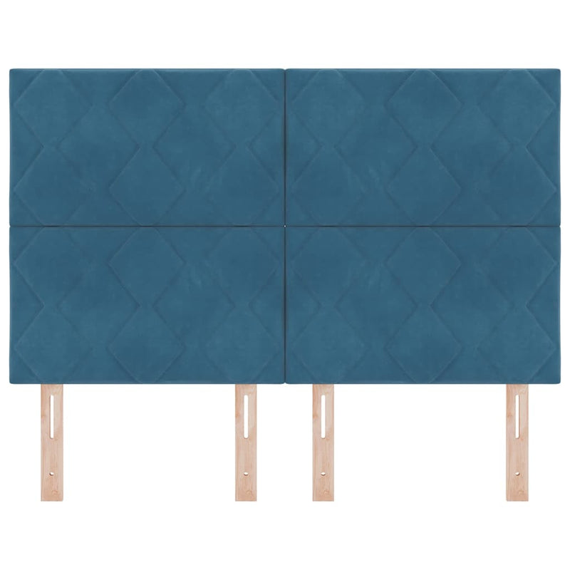 vidaXL Fejtámla Falra szerelhető Geometrikus Sötétkék 144 cm Bársony