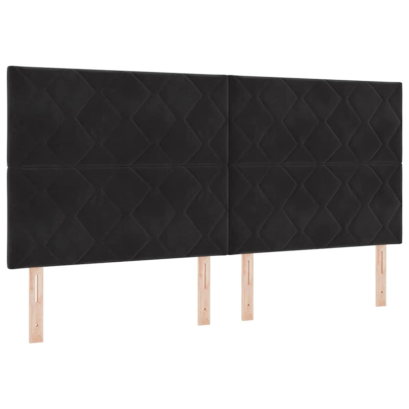 vidaXL Fejtámla Falra szerelhető Geometrikus Fekete 200 cm Bársony