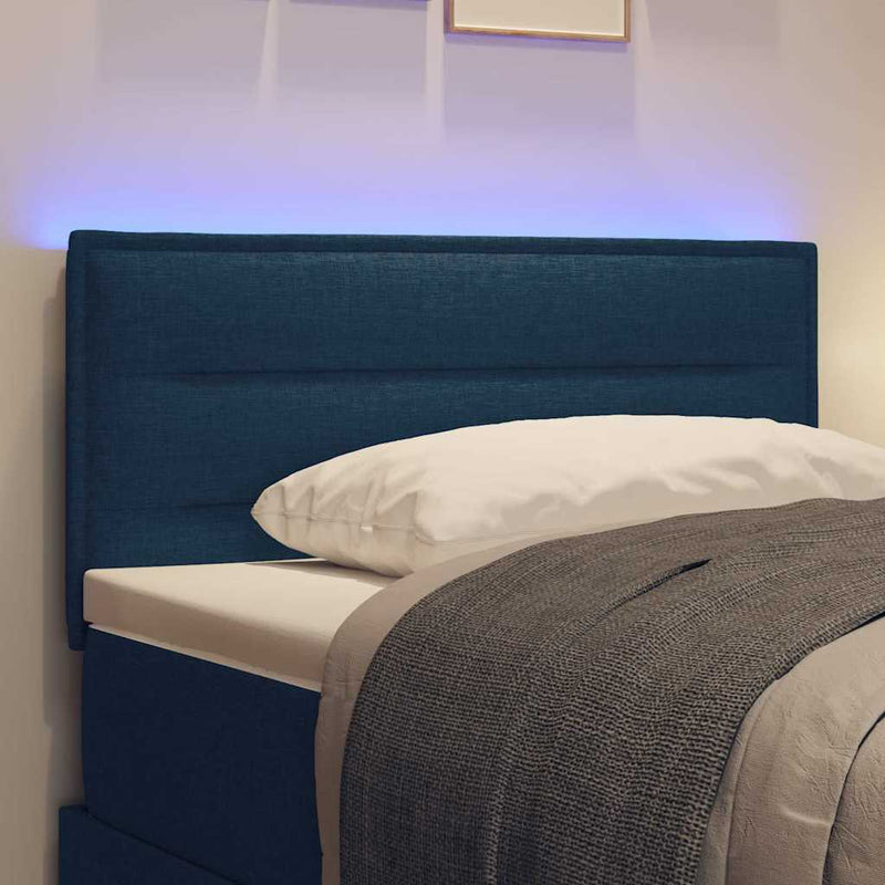 vidaXL LED ágytámla LED -es lámpákkal fejtámlával Kék 90 cm szövet
