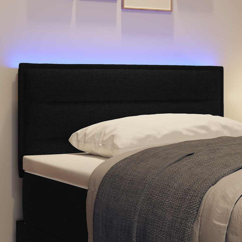 vidaXL LED ágytámla LED -es lámpákkal fejtámlával Fekete 100 cm szövet