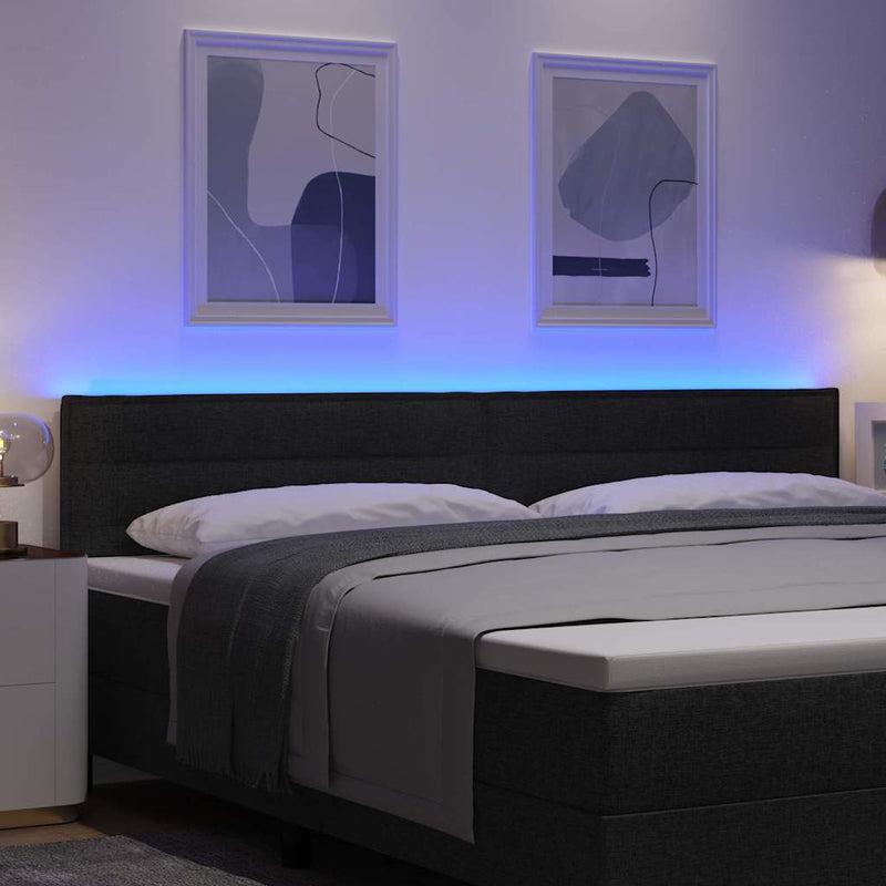 vidaXL LED ágytámla LED -es lámpákkal fejtámlával Fekete 200 cm szövet