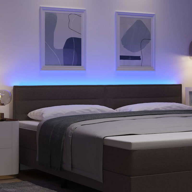 vidaXL LED ágytámla LED -es lámpákkal sötétbarna 200 cm szövet