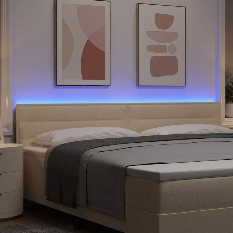 vidaXL LED ágytámla LED -es lámpákkal fejtámlával Krém 200 cm szövet
