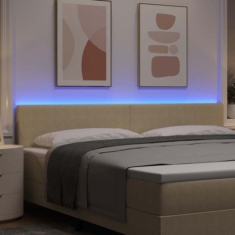 vidaXL LED ágytámla LED -es lámpákkal Szürke zöld 200 cm szövet