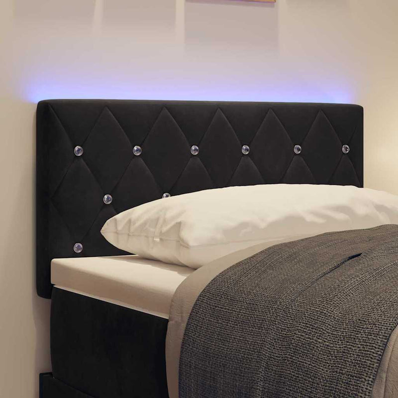 vidaXL LED Fejtámla LED -es lámpákkal Argyle Fekete 80 cm Bársony