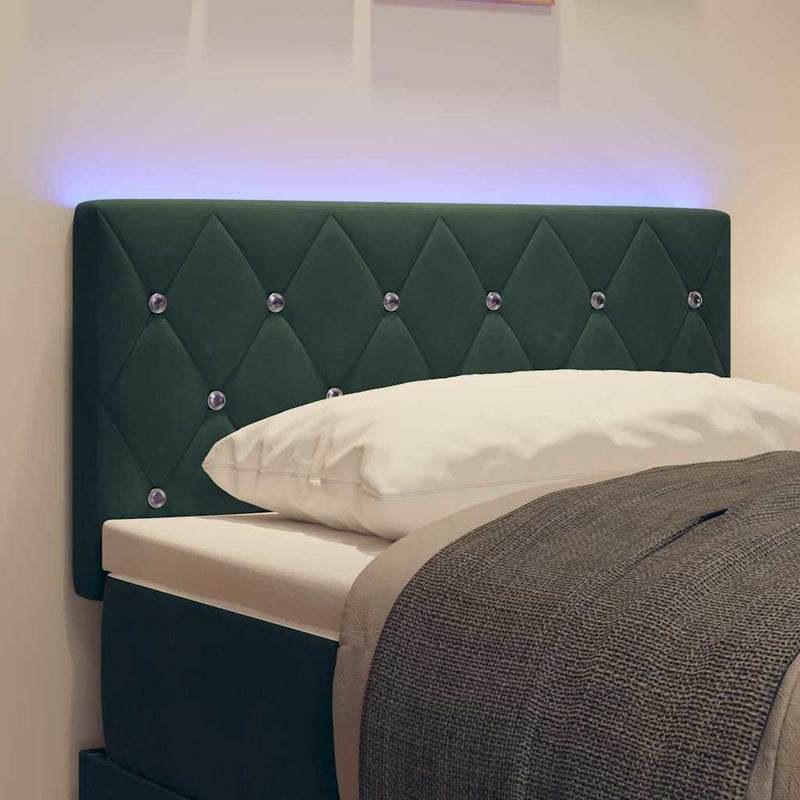 vidaXL LED Fejtámla LED -es lámpákkal Argyle Sötétzöld 80 cm Bársony