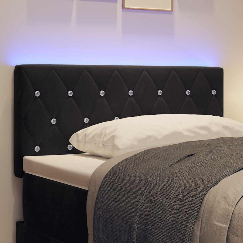 vidaXL LED Fejtámla LED -es lámpákkal Argyle Fekete 90 cm Bársony