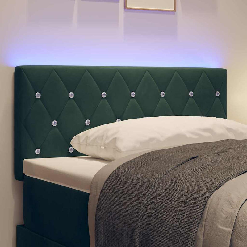 vidaXL LED Fejtámla LED -es lámpákkal Argyle Sötétzöld 100 cm Bársony