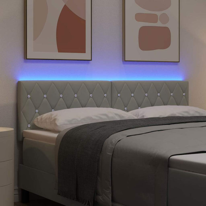 vidaXL LED Fejtámla LED -es lámpákkal Világosszürke 144 cm Bársony