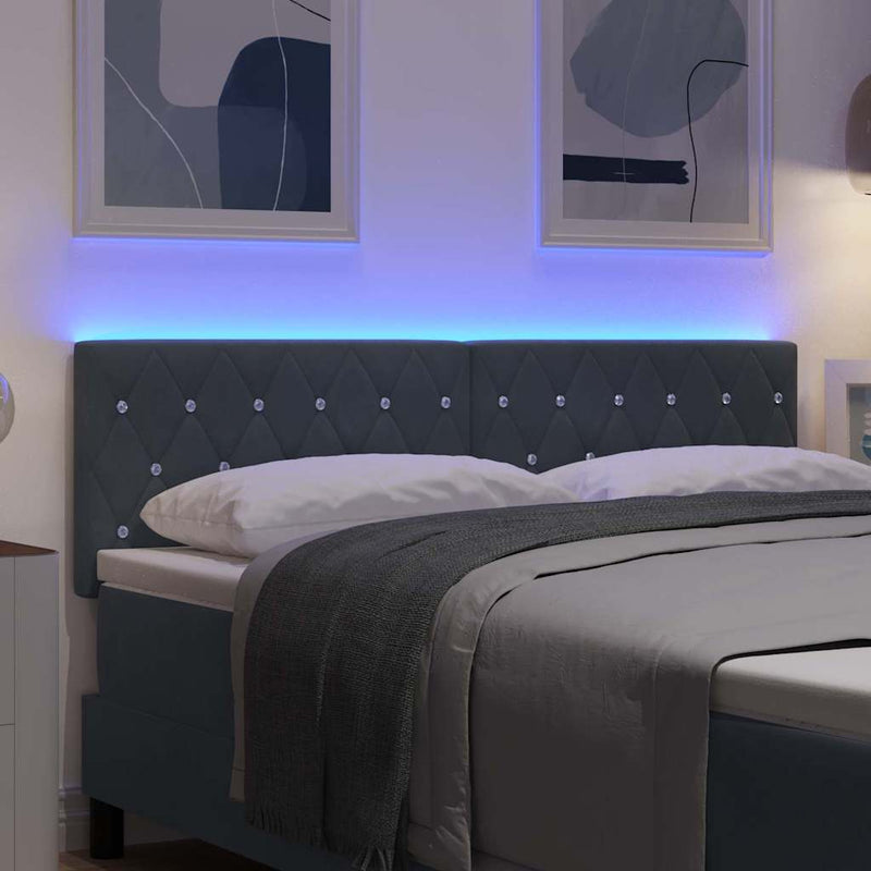 vidaXL LED Fejtámla LED -es lámpákkal Sötétszürke 144 cm Bársony