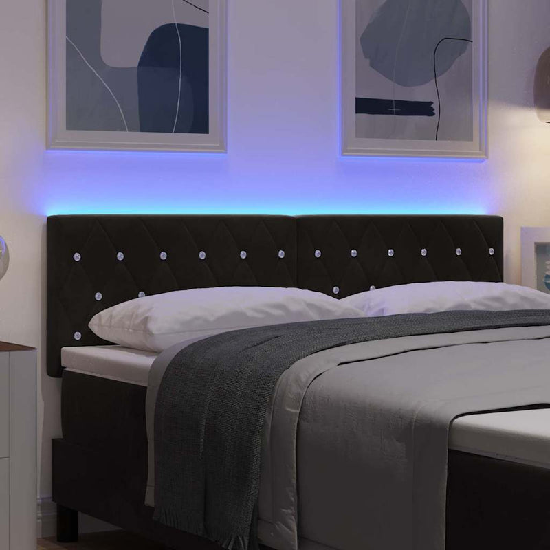 vidaXL LED Fejtámla LED -es lámpákkal Argyle Fekete 144 cm Bársony