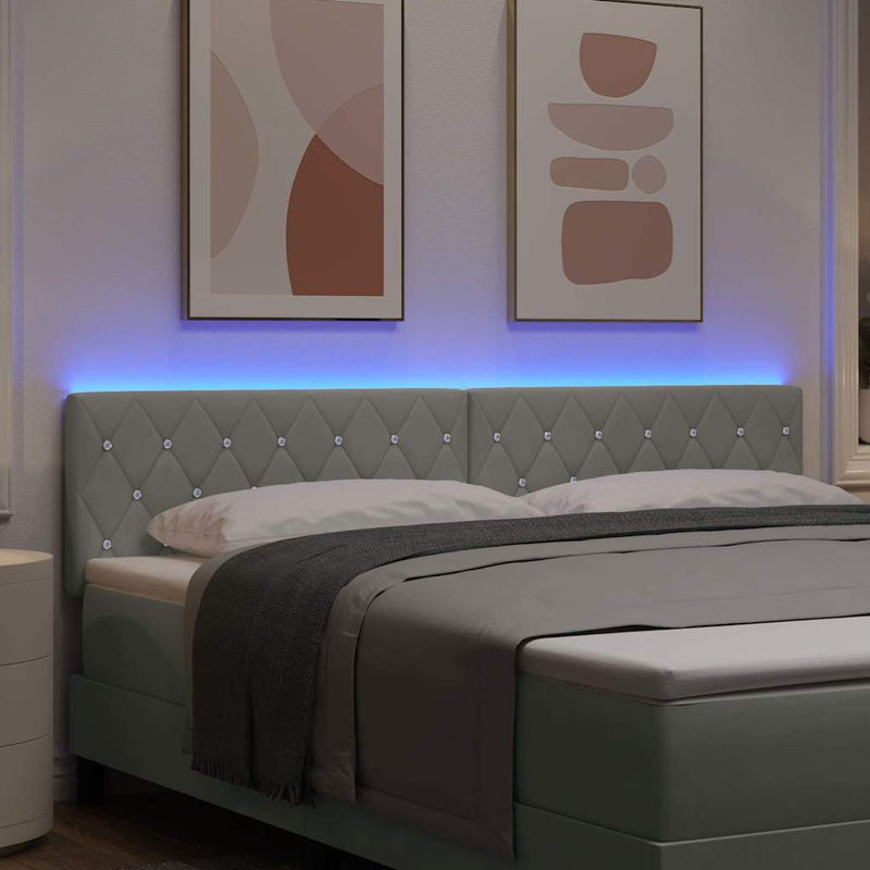 vidaXL LED Fejtámla LED -es lámpákkal Világosszürke 90 cm Bársony