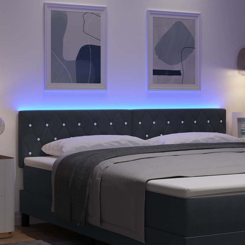 vidaXL LED Fejtámla LED -es lámpákkal Argyle Sötétszürke 90 cm Bársony