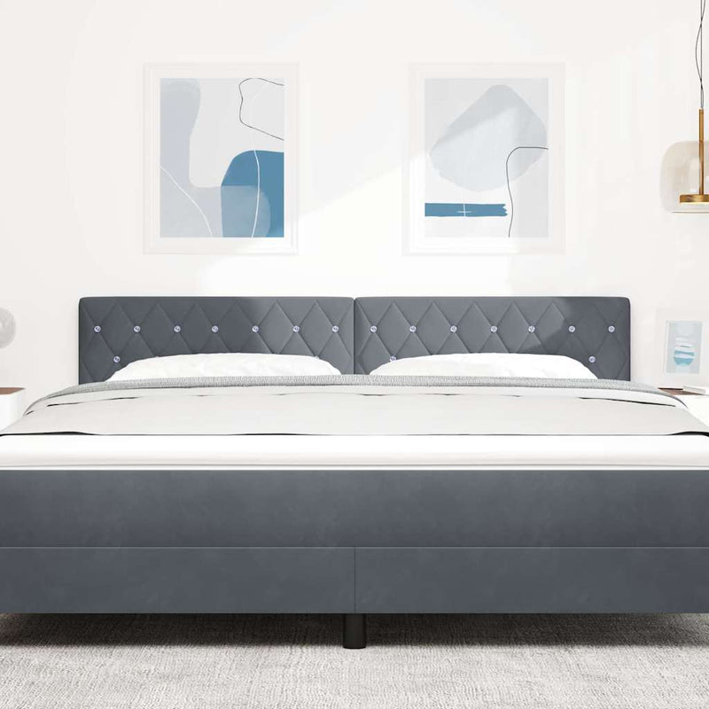 vidaXL LED Fejtámla LED -es lámpákkal Argyle Sötétszürke 90 cm Bársony