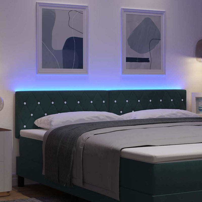 vidaXL LED Fejtámla LED -es lámpákkal Argyle Sötétzöld 90 cm Bársony