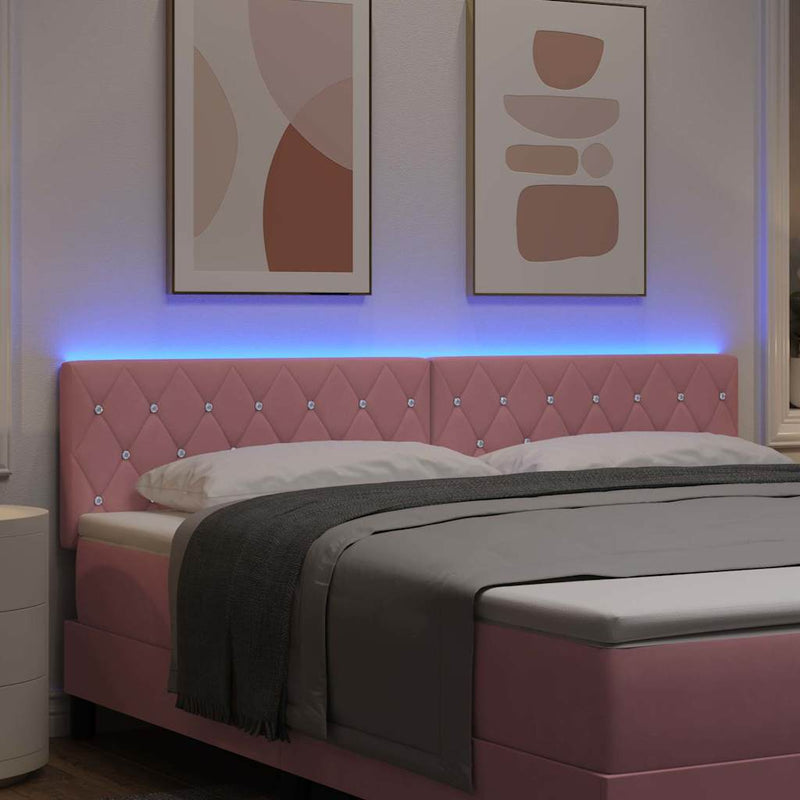 vidaXL LED Fejtámla LED -es lámpákkal Argyle Rózsaszín 90 cm Bársony