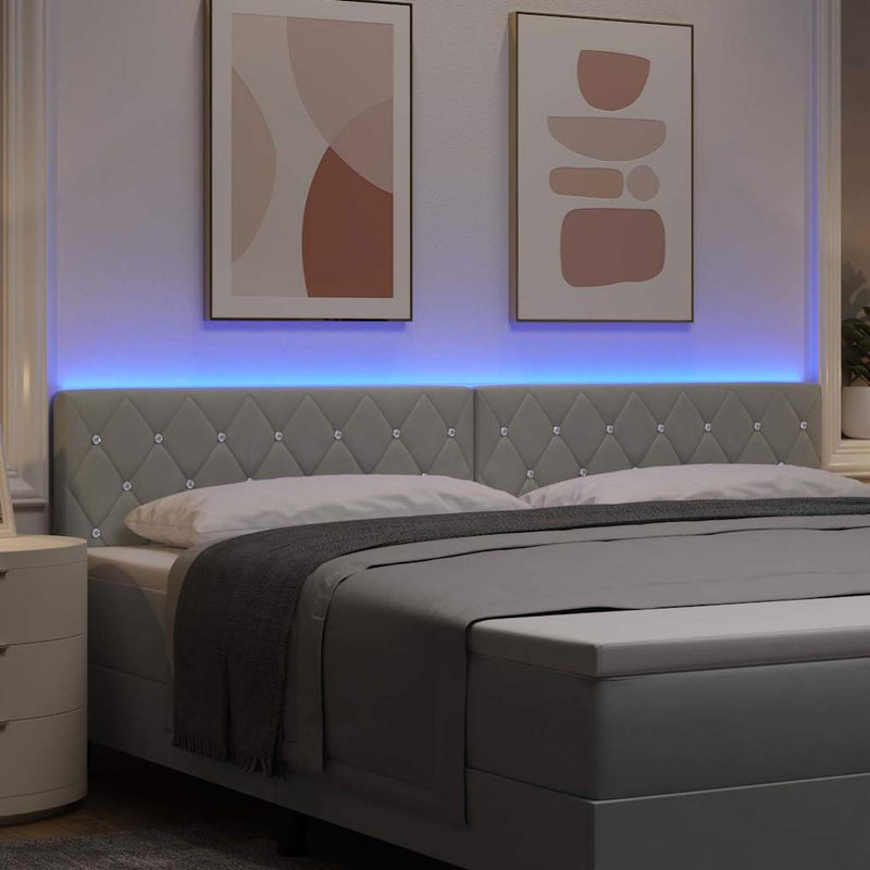 vidaXL LED Fejtámla LED -es lámpákkal Világosszürke 100 cm Bársony
