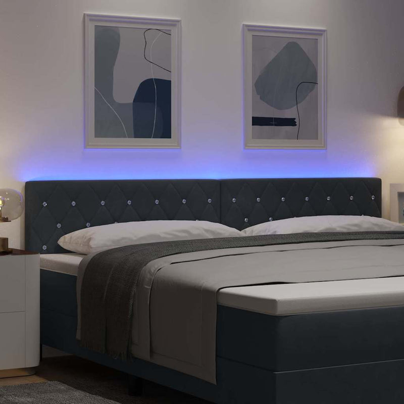 vidaXL LED Fejtámla LED -es lámpákkal Sötétszürke 100 cm Bársony