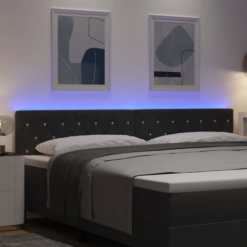vidaXL LED Fejtámla LED -es lámpákkal Argyle Fekete 100 cm Bársony