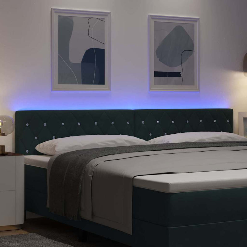 vidaXL LED Fejtámla LED -es lámpákkal Argyle Sötétzöld 100 cm Bársony