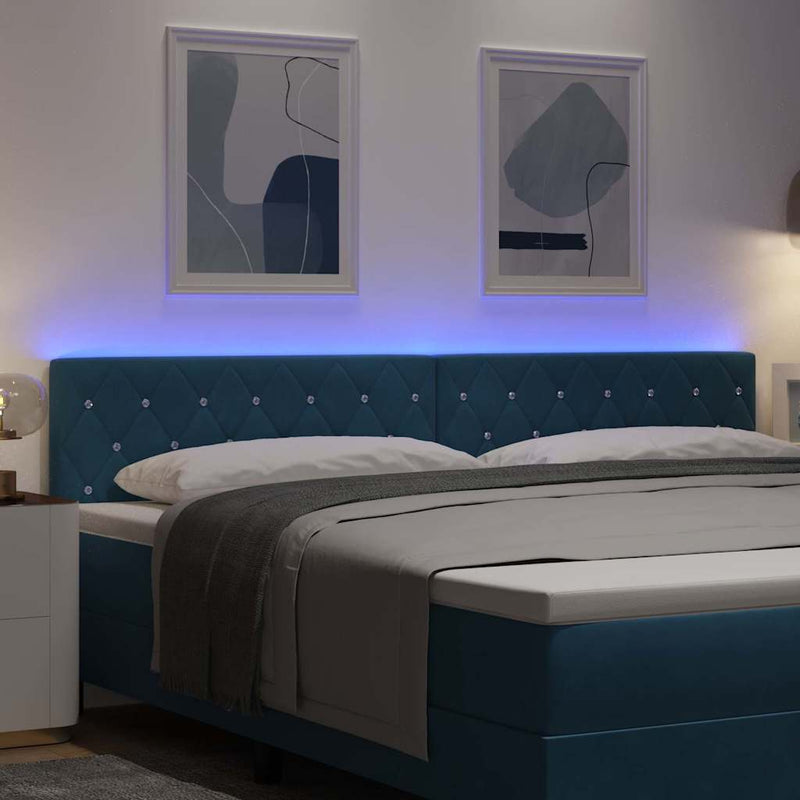 vidaXL LED Fejtámla LED -es lámpákkal Argyle Sötétkék 100 cm Bársony