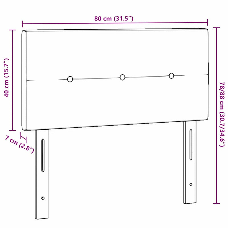 vidaXL LED ágytámla LED -es lámpákkal Sötét Barna 80 cm Poliészter