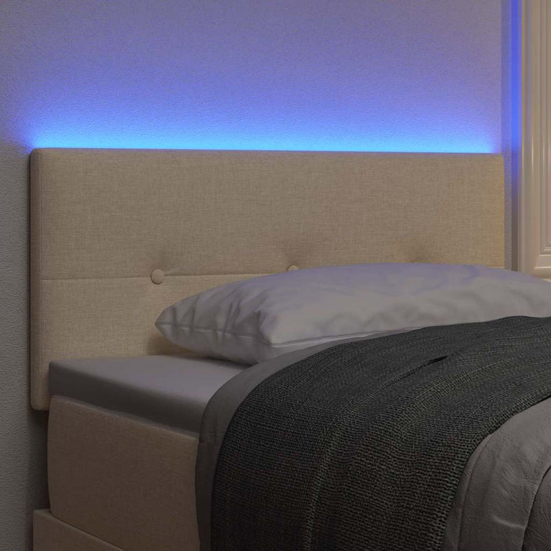 vidaXL LED Fejtámla LED -es lámpákkal fejtámlával Krém 90 cm szövet