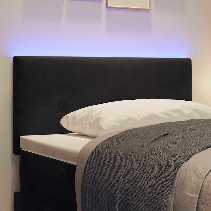 vidaXL Fejtámla LED -es lámpákkal fejtámlával Fekete 100 cm Bársony