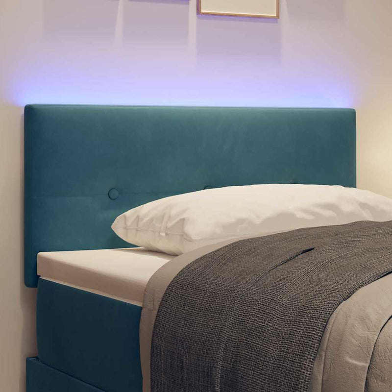 vidaXL Fejtámla LED -es lámpákkal fejtámlával Kék 100 cm Bársony