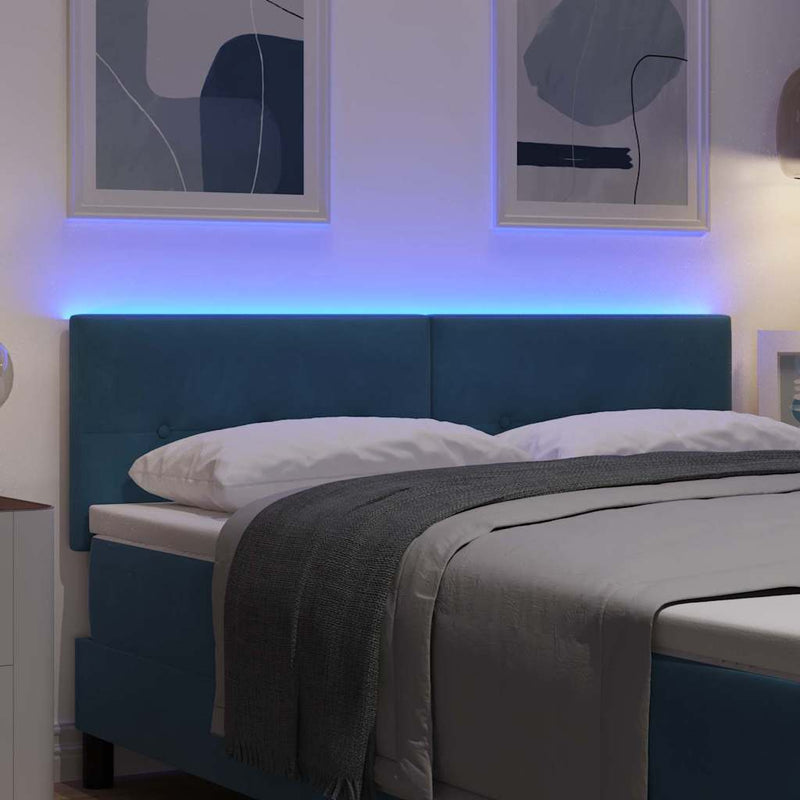 vidaXL Fejtámla LED -es lámpákkal fejtámlával Kék 72 cm Bársony