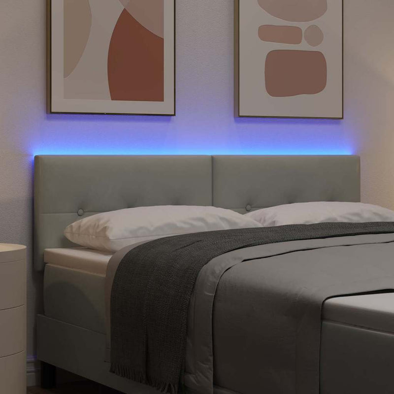 vidaXL Fejtámla LED -es lámpákkal Világosszürke 80 cm Bársony