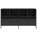 vidaXL fekete hidegen hengerelt acél tálalószekrény 135x39x73,5 cm