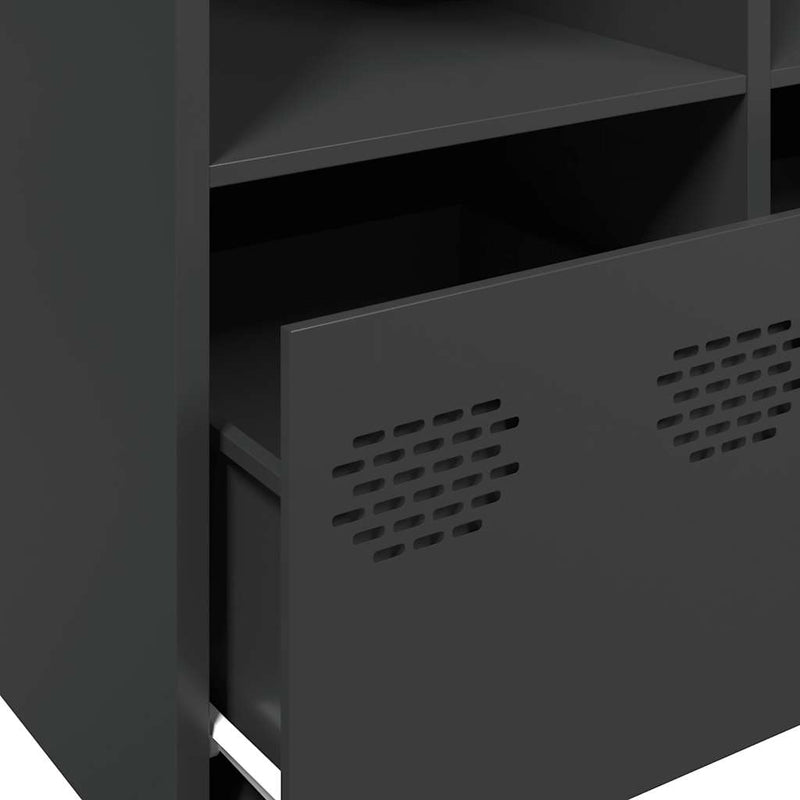 vidaXL fekete hidegen hengerelt acél tálalószekrény 135x39x73,5 cm