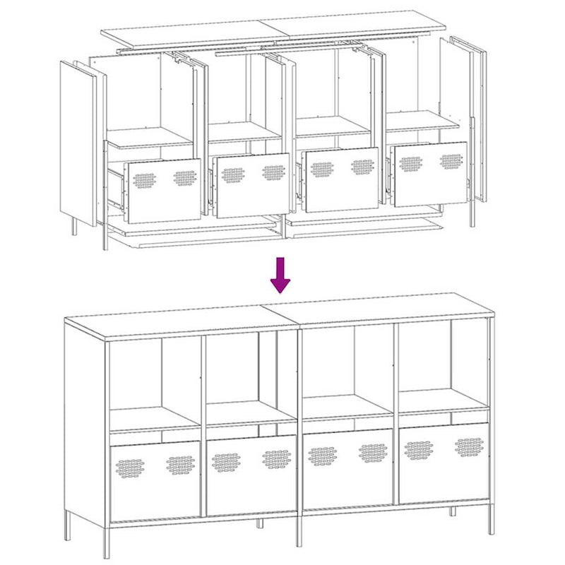vidaXL rózsaszín hidegen hengerelt acél tálalószekrény 135x39x73,5 cm